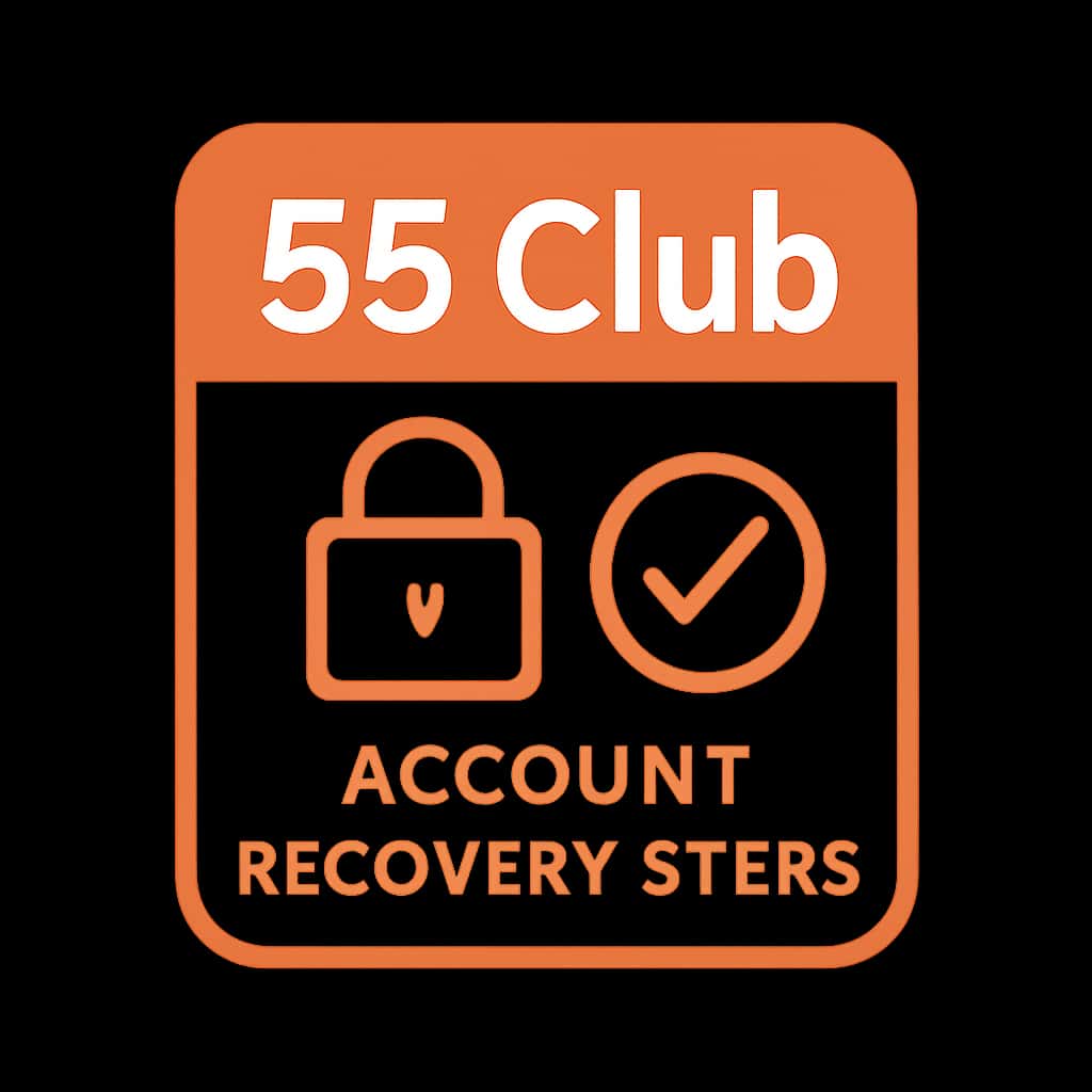 An icon representing 55 Club Account Recovery Steps, designed for guidance.