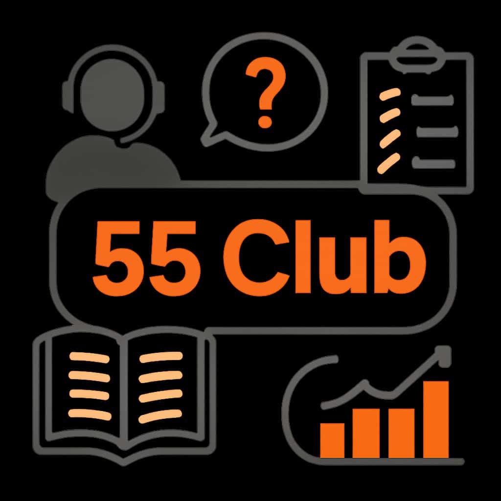 An educational diagram for the 55 Club Help section.