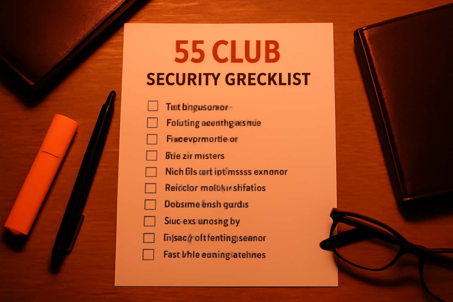 A visual representation of the 55 Club Security Checklist emphasizing secure access practices.