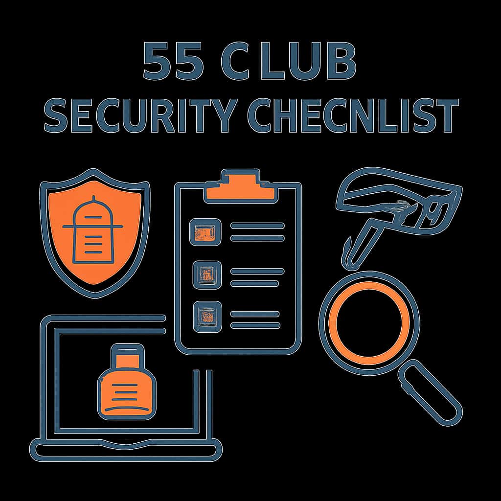 Diagram illustrating the security measures outlined in the 55 Club Security Checklist.
