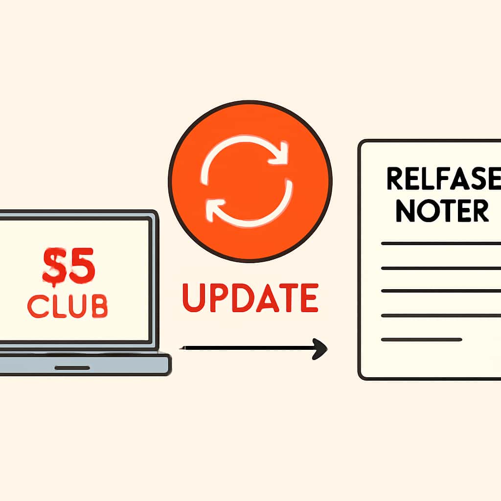 Diagram of update processes for 55 Club Release Notes.