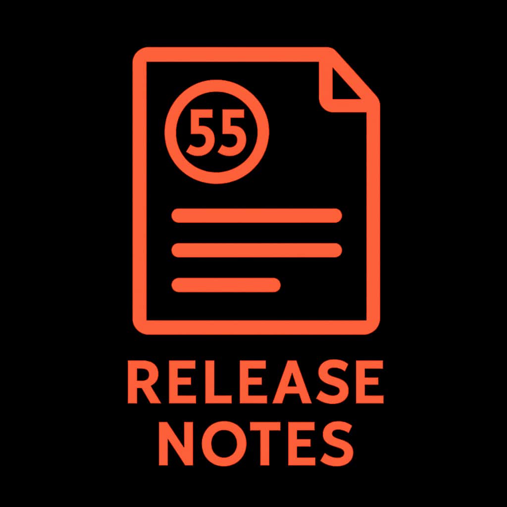 Icon for 55 Club Release Notes, indicating a resource guide.